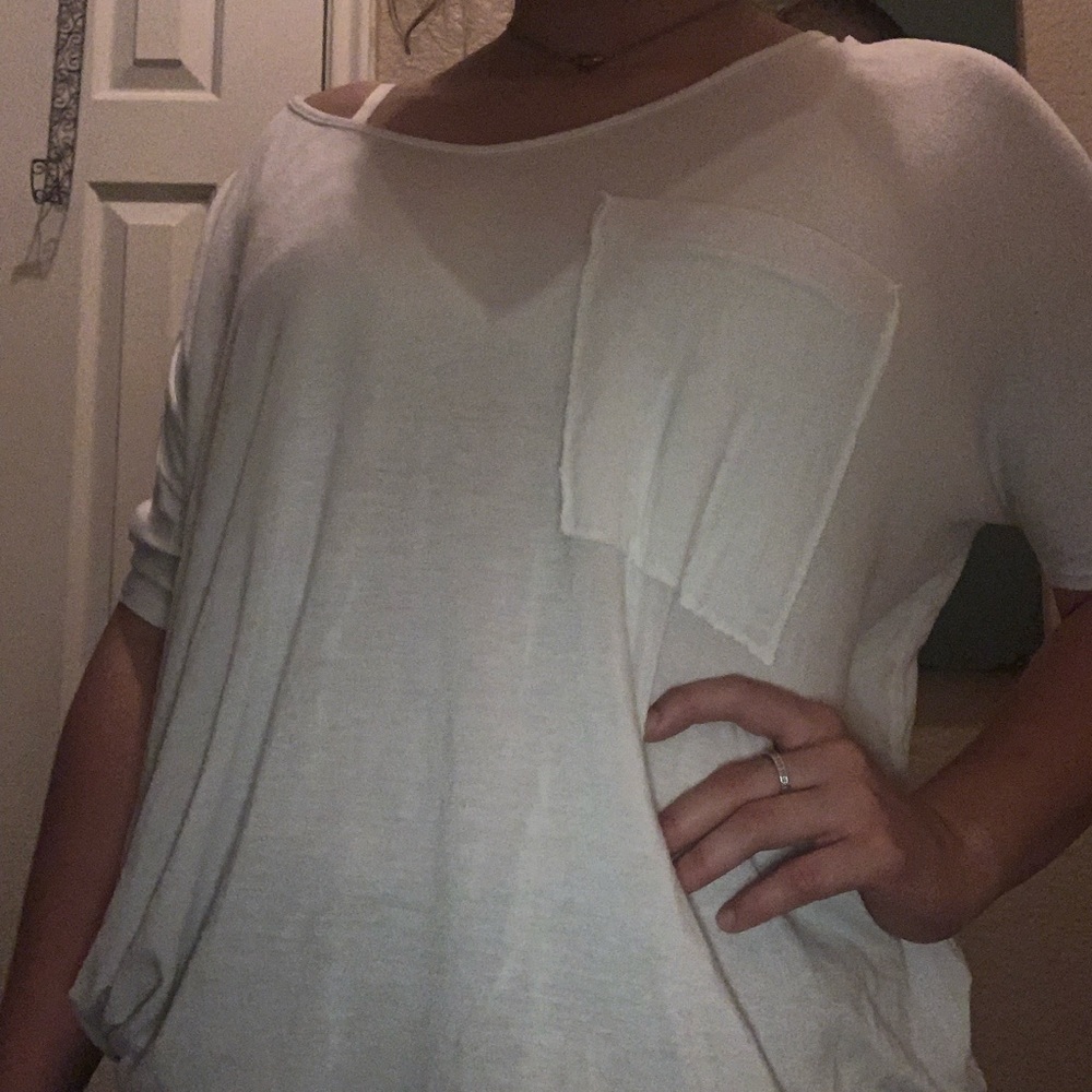 white oversized white tee